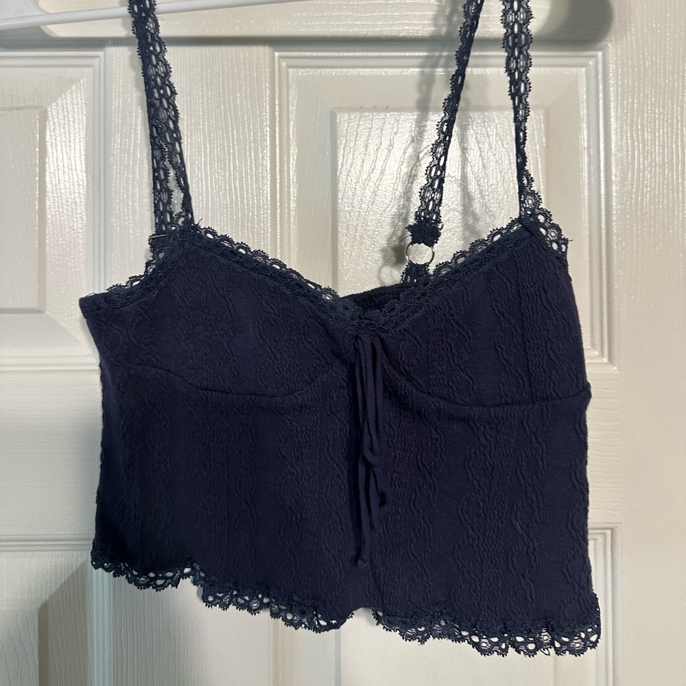 Edikted Navy Lace Trim Tank Top
